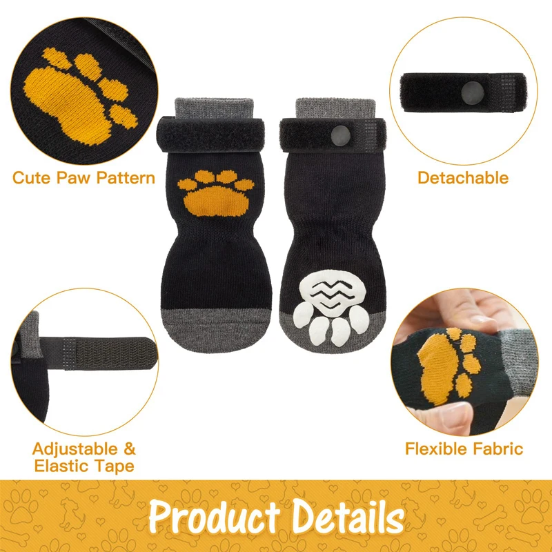 Benepaw-Calcetines antideslizantes ajustables para perro, Protector de pata suave para cachorro, Control de tracción interior, desgaste en el suelo - imagen 3