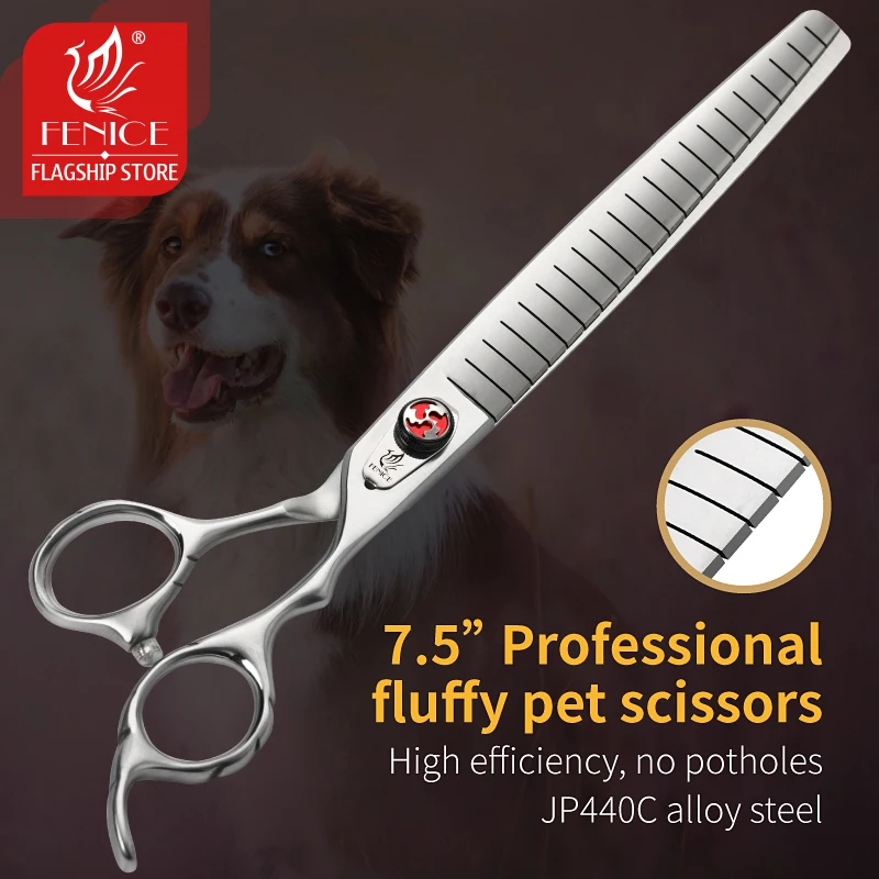 Fenice Professional JP440C 7/7,5 pulgadas tijeras de aseo para adelgazar y mascotas tijeras rectas para perros tijeras más delgadas tasa 80%