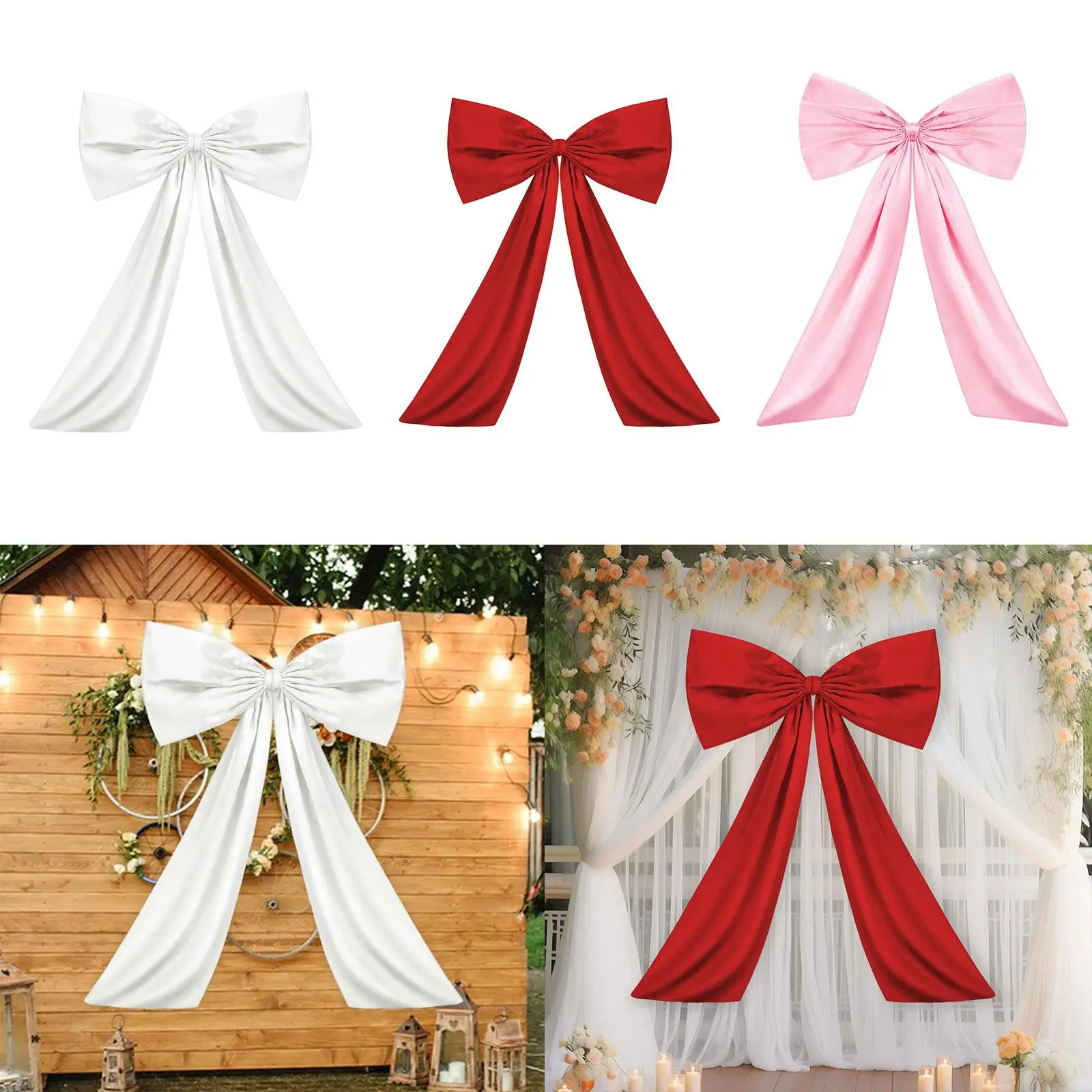 Lazo grande para decoración de pared de habitación, regalo colgante para el hogar, lazo de cinta gigante para Navidad, compromiso, boda, fiesta de bienvenida de bebé nupcial - imagen 3