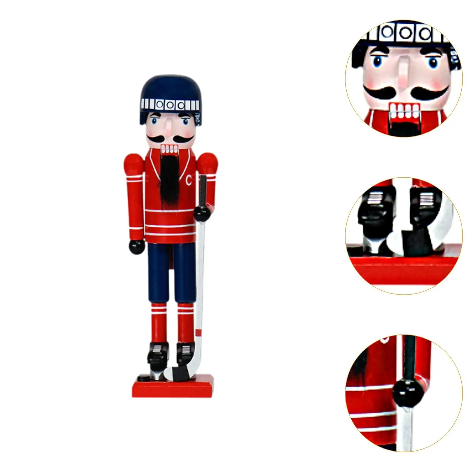 Christmas Wood Ice Hockey Sportsman Nutcracker Decorative Desktop Decoration Height 36cm for Countertops Versatile Lightweight