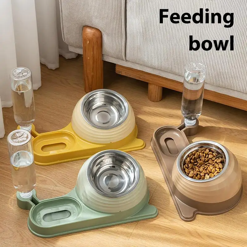 Tazón de comida para gatos con dispensador de agua, tazón inclinado para cachorros con tazón de agua, forma de caracol, plato elevado para mascotas, plato para comida húmeda y seca - imagen 2