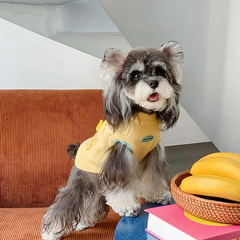 Suéter grueso para perros, ropa para mascotas de dos patas para otoño e invierno, chaleco tejido para mascotas, jersey para mascotas, prendas de punto, ropa cálida para perros, amarillo - imagen 3