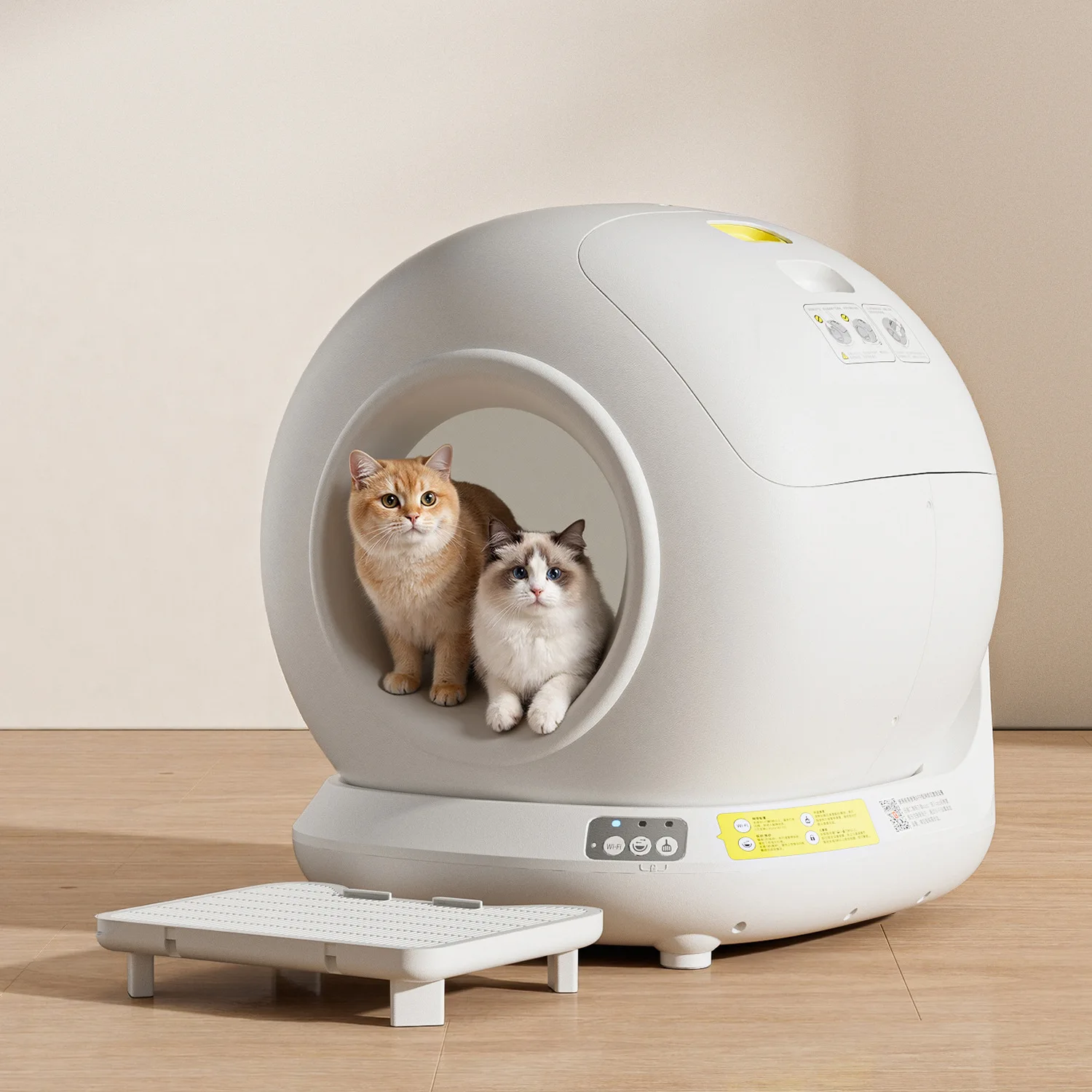 Caja de arena autolimpiable para gatos cerrada con app y gran espacio