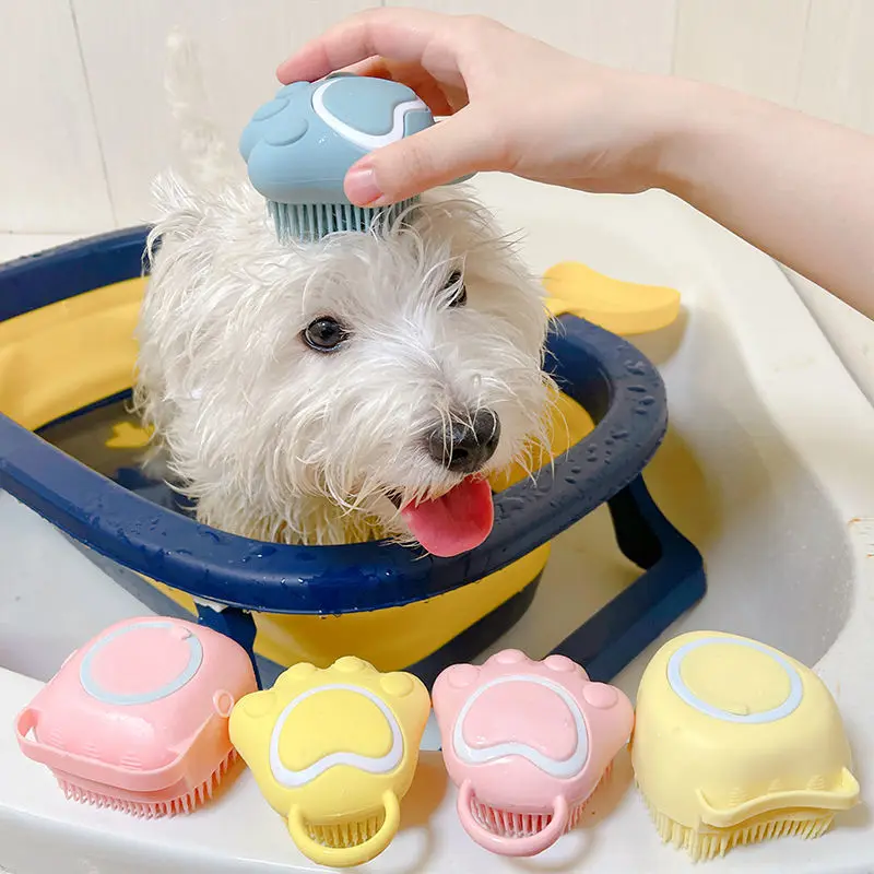 Cepillos de baño de silicona para mascotas, peine de masaje para SPA para perros, gatos, ducha, peines para el cuidado del cabello, cepillos de limpieza para perros, suministros para mascotas de verano - imagen 2