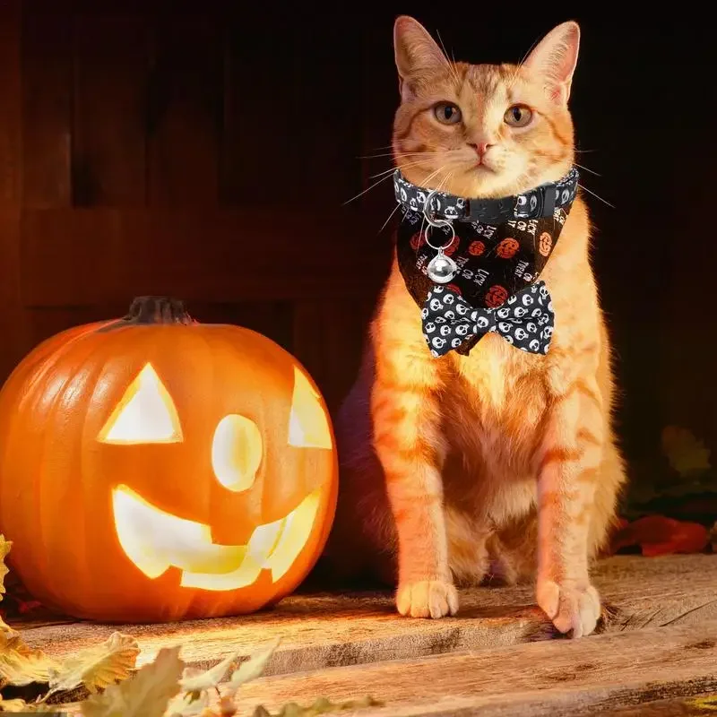 Collar de perro con pajarita para Halloween, pajarita extraíble con campana de llamada, perros y gatos, disfraces, accesorios para fotografía de viaje - imagen 5