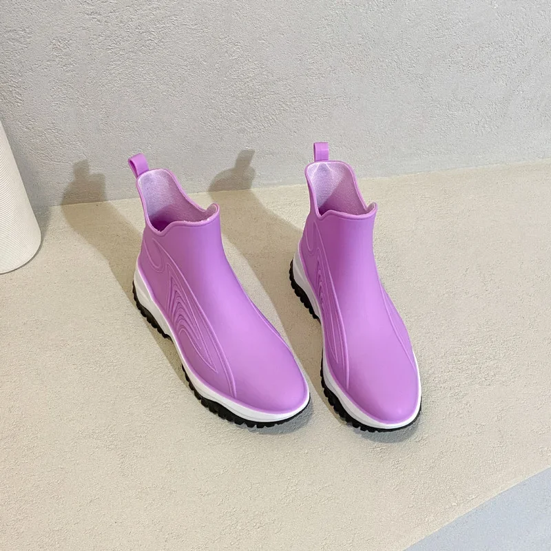 Botas De lluvia con plataforma para Mujer, zapatos De trabajo impermeables, antideslizantes, gruesos, a la moda, para jardín y cocina - imagen 5