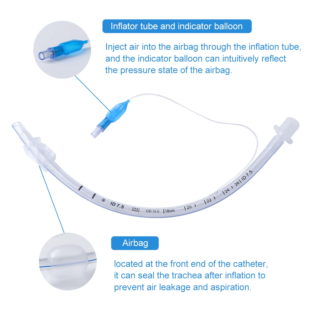 Tubo endotraqueal de PVC estéril desechable para mascotas con puños, puño de alta volumen y baja presión, equipo veterinario de línea Visible de rayos X - imagen 2