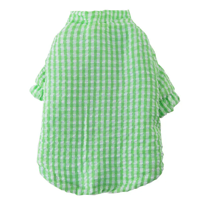 Abrigo de dos piernas a cuadros verdes para otoño/invierno para mascotas con pies gruesos y cálidos, ropa para perros de primavera/otoño, ropa para cachorros - imagen 5