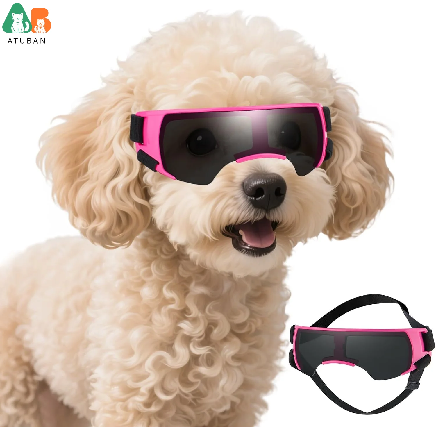 ATUBAN Gafas de sol para perros de razas pequeñas a medianas, lentes antivaho UV400, gafas de sol para cachorros, gafas ligeras para perros UV, viento