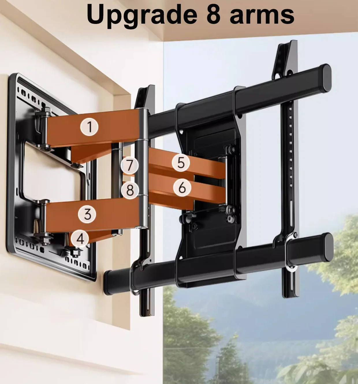 Soporte de pared para TV de movimiento completo para soporte de TV de 50-85 pulgadas, soporte giratorio e inclinable para todos los soportes con brazos articulados duales de hasta 176 libras - imagen 2