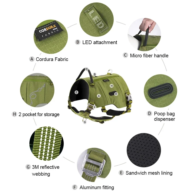 Winhyepet-arnés rosa para perros con bolsillos, chaqueta de viaje para perros, chaleco reflectante ajustable para exteriores, arnés antiescape - imagen 5