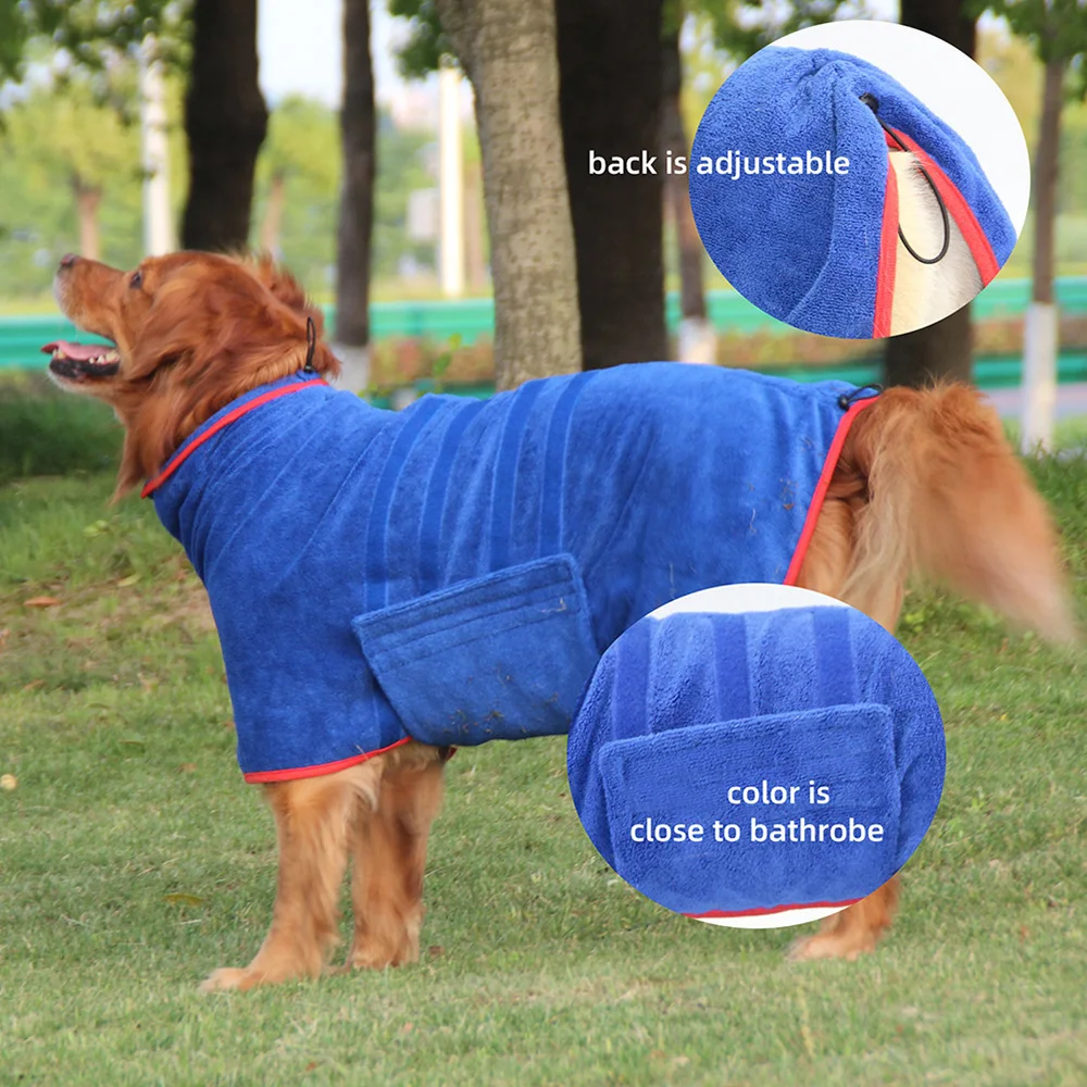 Albornoz de secado rápido para perro y gato, bolsa superabsorbente, suave y ajustable, para perros grandes y pequeños - imagen 2