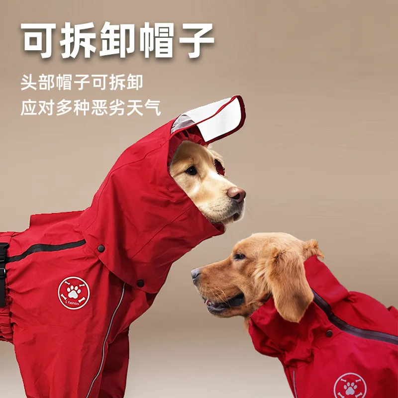 Chubasquero para perros, Poncho para mascotas medianos y grandes, Golden Retriever, perro grande, Parka impermeable de cuatro pies para exteriores, transpirable, ropa para mascotas - imagen 3