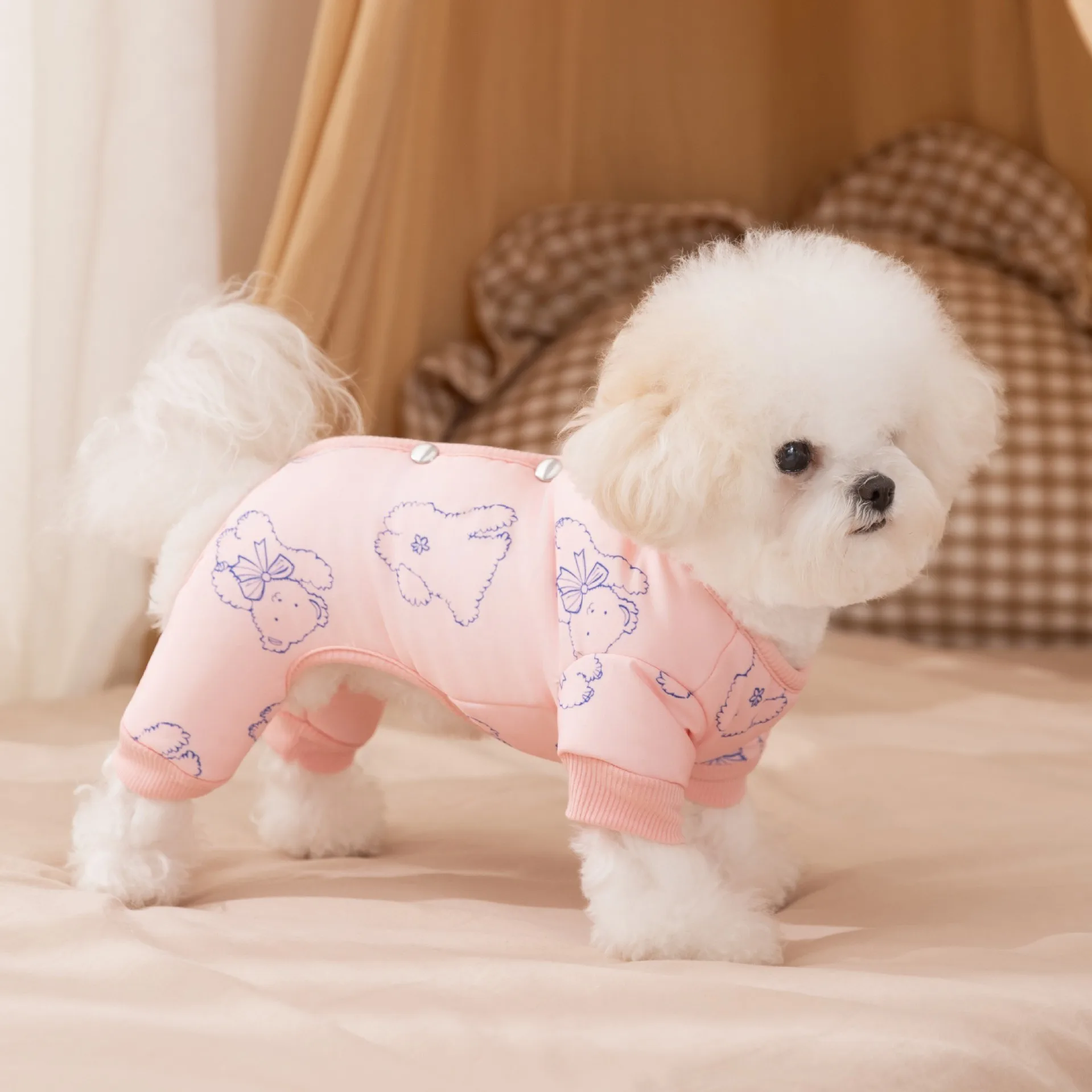 Body para mascotas de otoño e invierno, chaqueta gruesa y cálida de cuatro patas, ropa para cachorros de peluche para perros medianos y pequeños - imagen 4