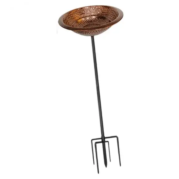 Iron Birdbath Drinking Landscape Gift,Bird Feeder Tray with 5 Pronged Base Feeding Station for Fence Balcony Yard Lawn Backyard