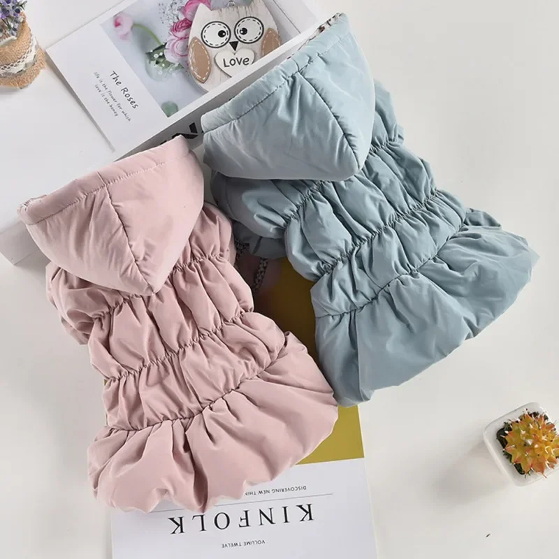 Vestido muy cálidas para perros y mascotas, abrigos de invierno para cachorros y perros, falda de burbujas Floral de princesa, ropa con capucha para perros y gatos, Chihuahua y Yorkies - imagen 3