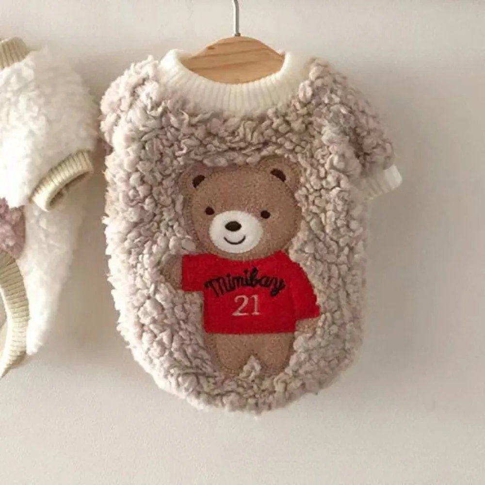 Sudaderas con capucha para mascotas, sudaderas con capucha bordadas de felpa, ropa de otoño e invierno, ropa de dos piernas de marca a la moda, ropa de terciopelo para mascotas y gatos - imagen 5