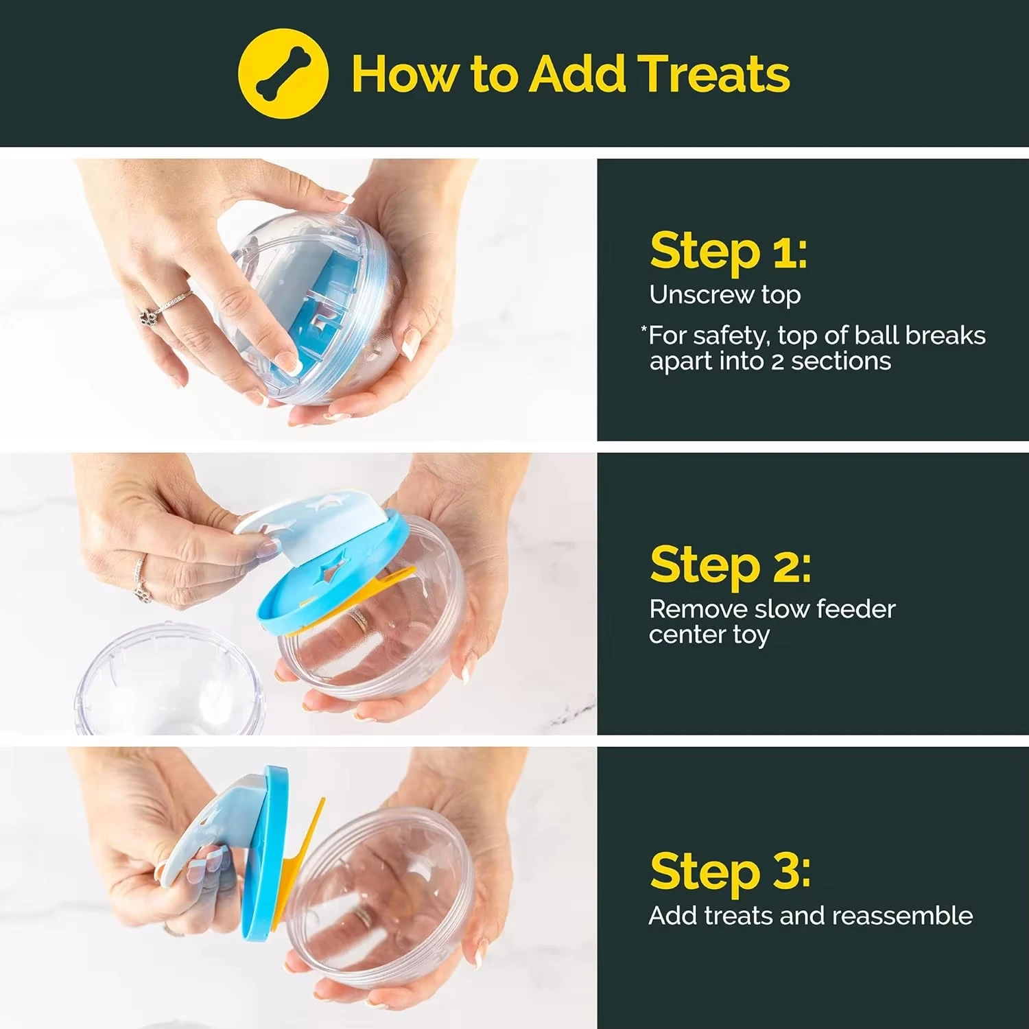 Bola de golosinas IQ, dispensador de golosinas para perros, bola de juguete, juguete interactivo para perros, estimulación de juguete de comida para perros de 4 ", alimentador lento - imagen 3