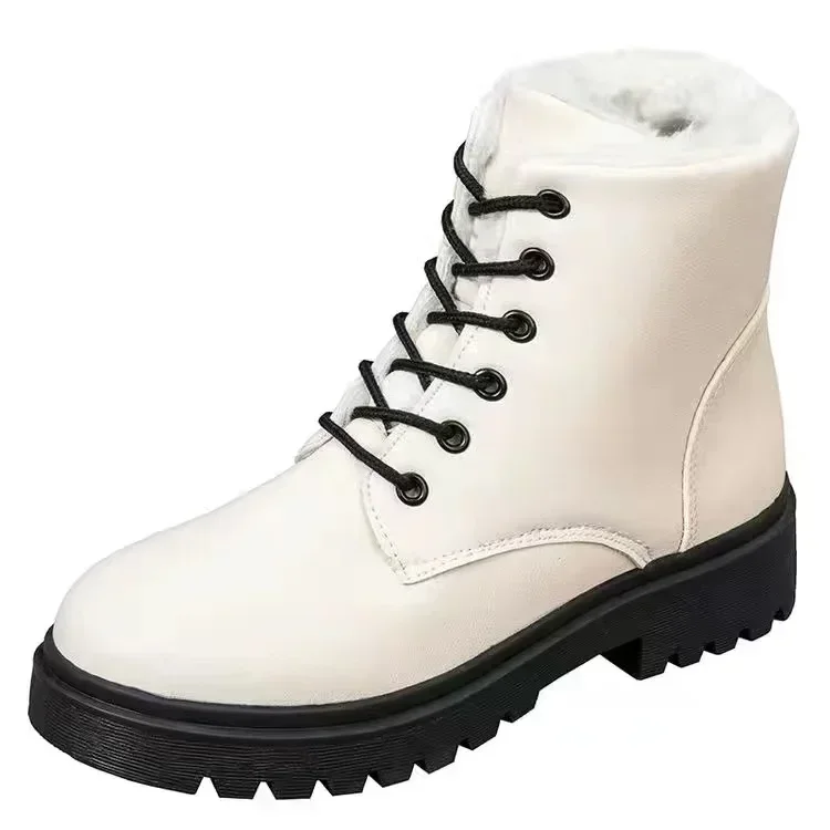 Botas de invierno de cuero para mujer, botas cálidas de lana gruesa, botas auténticas de tacón alto, botas de nieve femeninas de alta calidad, zapatos de mujer 2023 - imagen 4