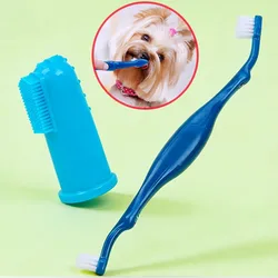 Juego cepillos dentales para perro – Doble cabezal y funda dedo