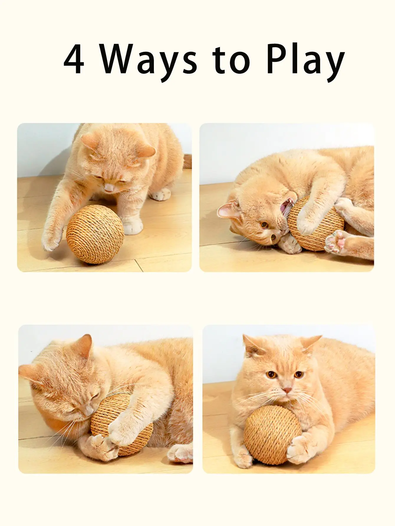 Pelota de sisal para gatos: Juguete rascador con limpieza dental - imagen 5