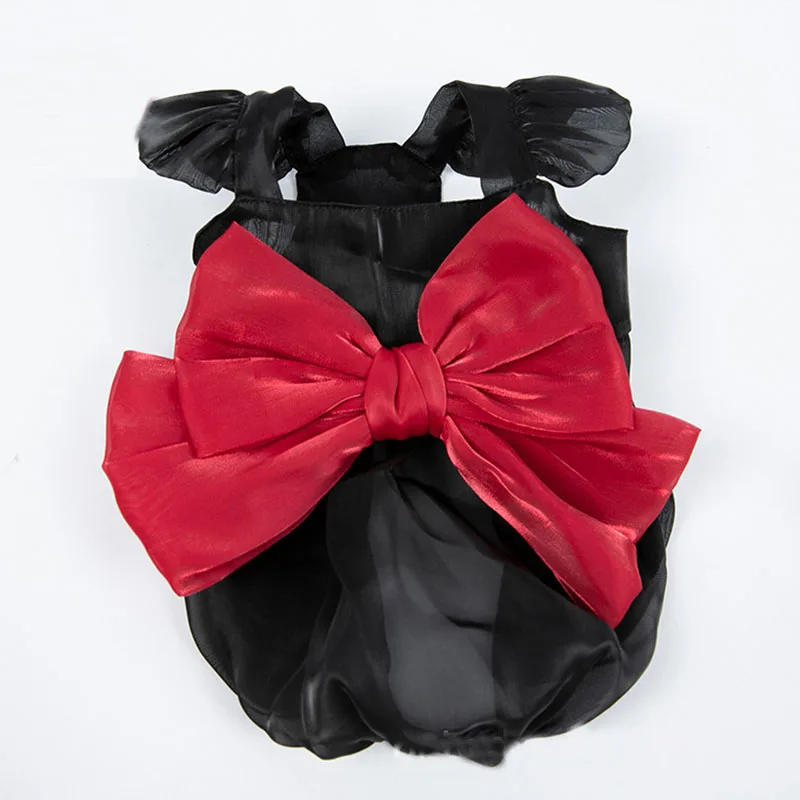 Ropa de primavera y verano para perros y niñas, vestido de princesa para gatos, falda con lazo para perros pequeños y medianos, ropa para perros Pugby Bear Schnauzer - imagen 5