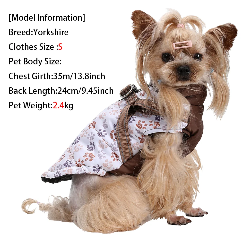 Ropa impermeable para mascotas, chaleco cálido para invierno, abrigo con arnés y cremallera, chaqueta reflectante para mascotas para perros pequeños y medianos, Yorkshire - imagen 5