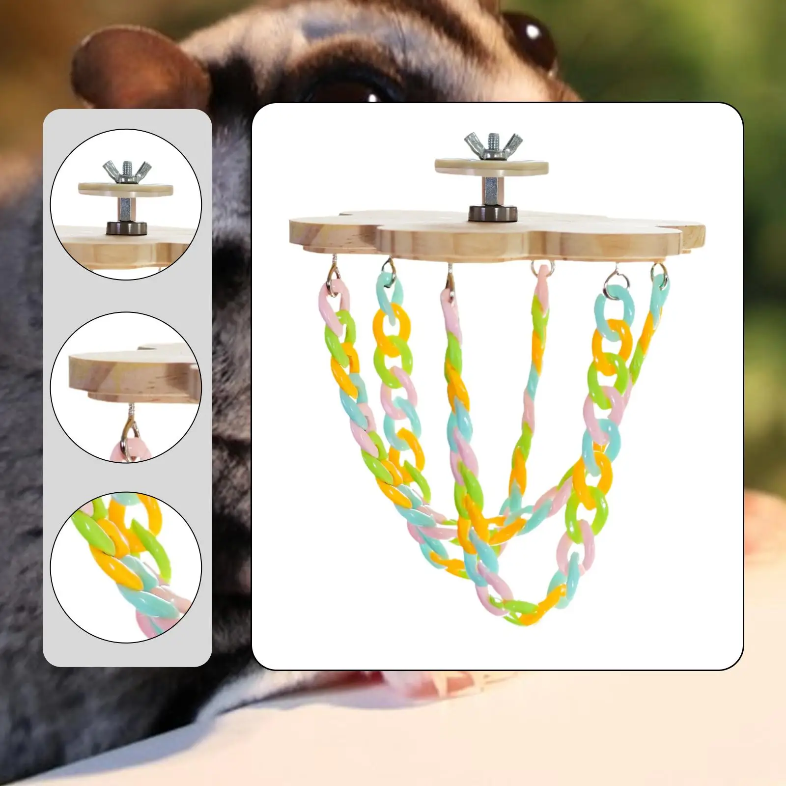 Sugar Glider Climbing Toy, Sturdy Colorful Chains Hanging Toy for Small Animals, Birds Sugar Glider Climbing Toy, Sturdy Colorful Chains Hanging Toy for Small Animals, Birds