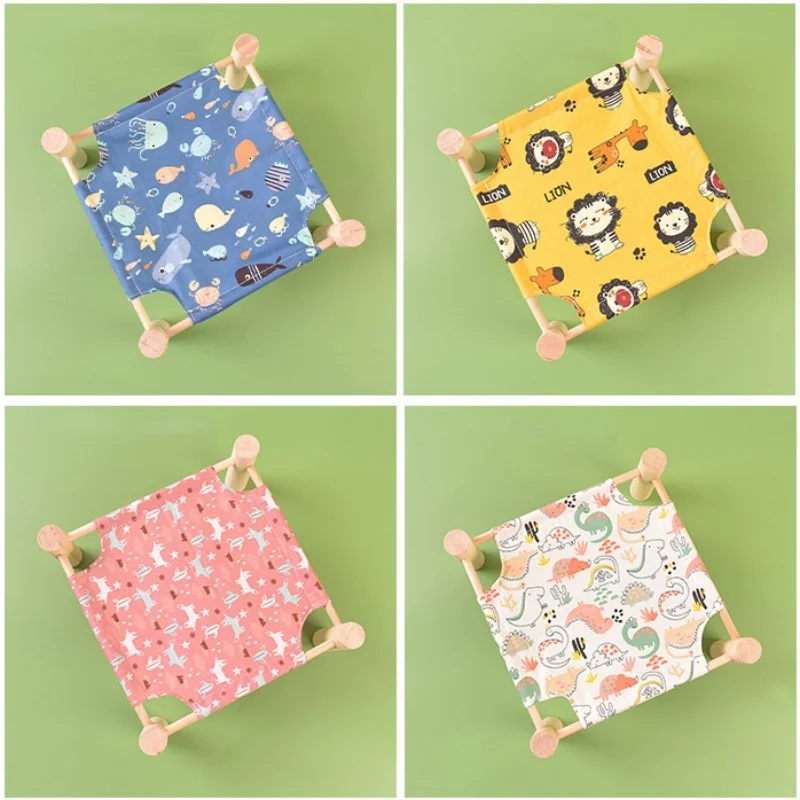 【Removible y lavable】 Cama transpirable para animales pequeños, hamaca para hámster, cama de madera de verano para conejillo de indias, escondite de Chinchilla