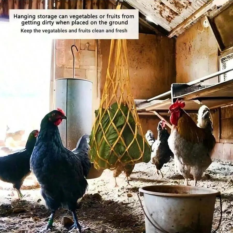 Bolsa de cuerda de red para verduras y pollos, soporte para frutas y aves de corral, alimentador para repollo y pollo, herramienta de alimentación para gallina, ganso, pato, pájaros grandes - imagen 5