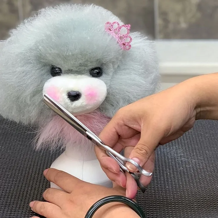 Cabeza de maniquí para peluquería canina con pelo sintético caniche - imagen 3