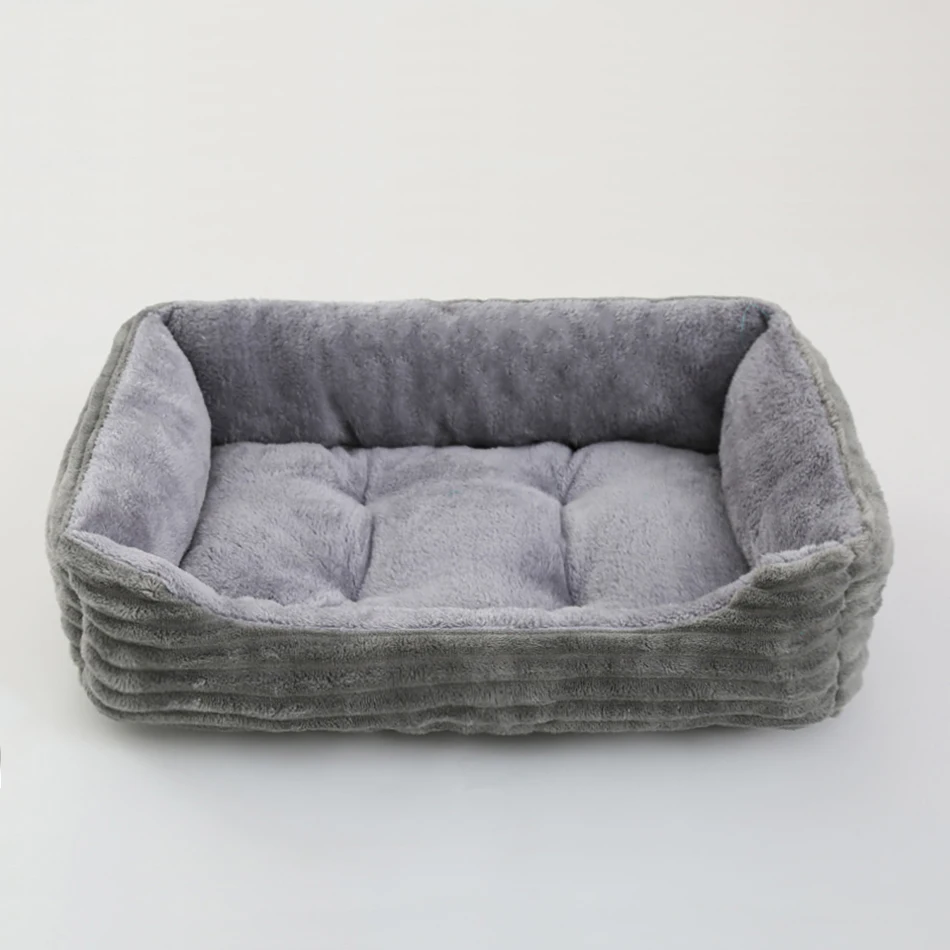 Cama sofá calmante cuadrada de felpa para perros pequeños, medianos y gatos