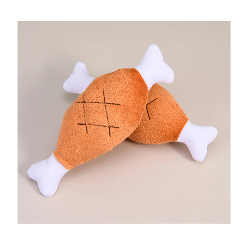 Juguetes para mascotas con sonido resistente a mordeduras, juguetes con sonido de felpa para perros, juguetes de peluche con pata de pollo de doble hueso, suministros de entrenamiento interactivo para mascotas - imagen 4