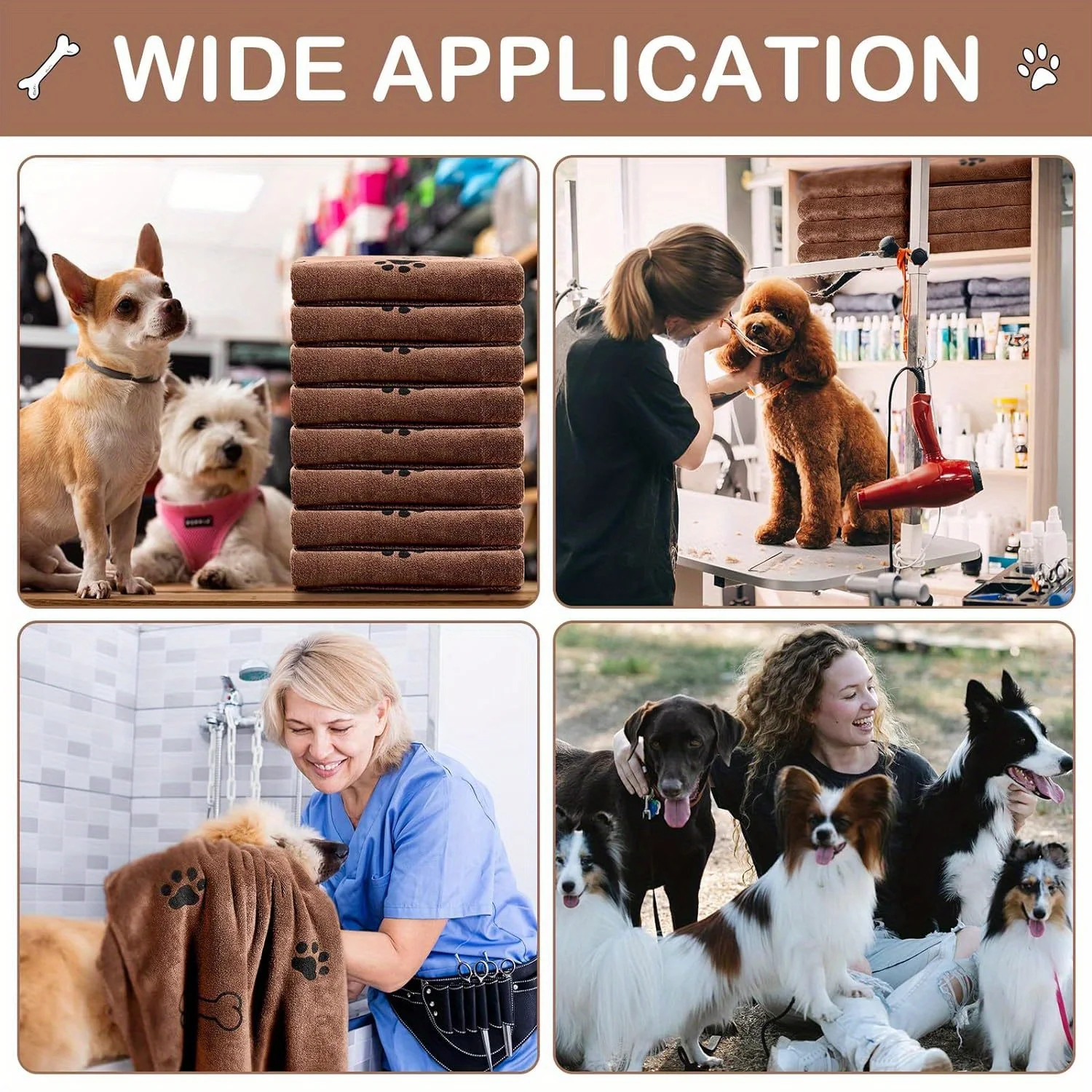 Toallas para perros, microfibra de secado rápido: paños absorbentes para limpieza de patas y baño para mascotas para razas medianas, 40x24 pulgadas - imagen 3