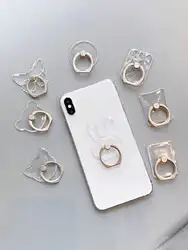 Soporte de anillo para teléfono transparente con forma aleatoria, cristal acrílico, creativo, para teléfonos inteligentes, 2 uds.