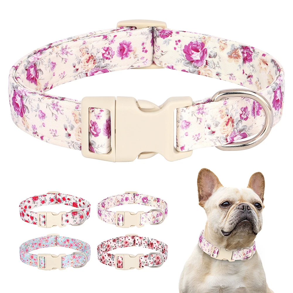 Collar de nailon ajustable para perros, Collar estampado para perros, lindos collares para Chihuahua Bulldog, Collar para perros pequeños, medianos y grandes, suministros para mascotas