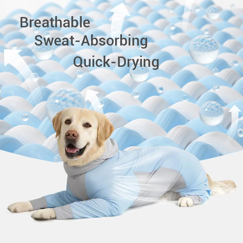 Ropa refrescante de verano para perros grandes con capucha y bloqueo UV, camisa para perros de enfriamiento instantáneo, mono suave de secado rápido para perros grandes - imagen 5
