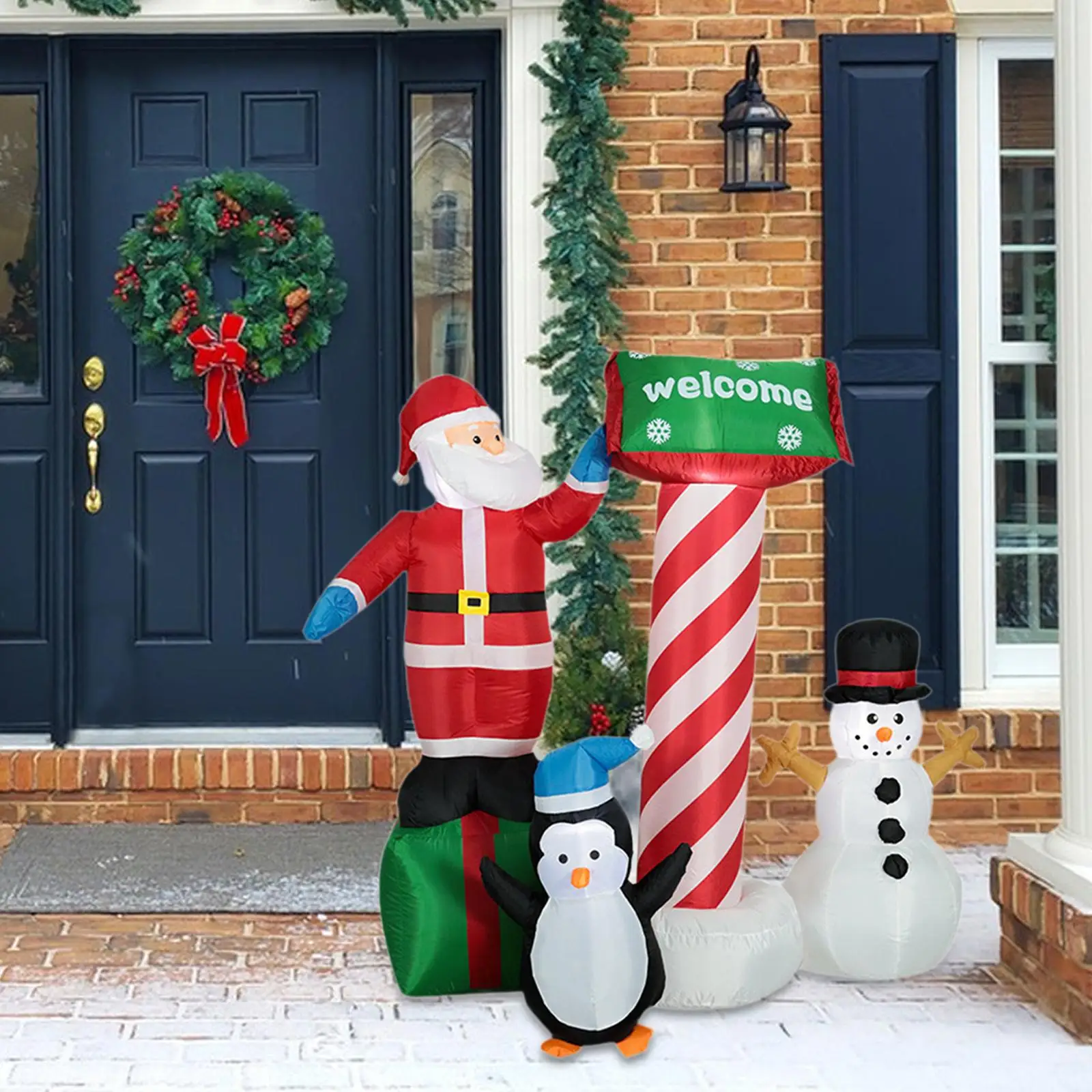 Decoración navideña inflable de Papá Noel, divertida, con LED incorporado, decoración navideña, pingüino inflable de muñeco de nieve para vacaciones, Navidad, césped - imagen 2