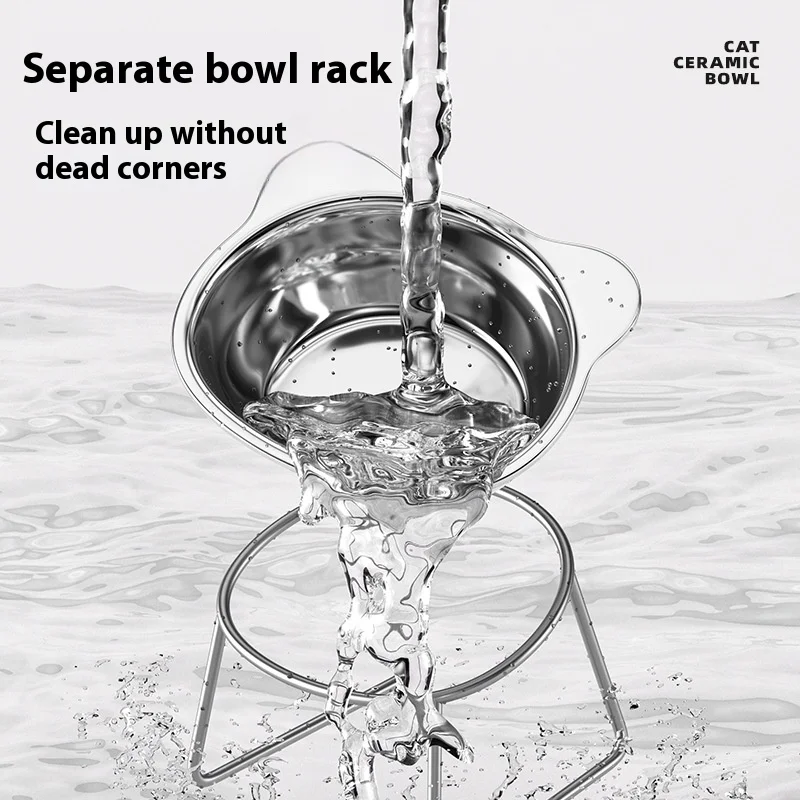 Soporte saludable para cuencos para mascotas de acero inoxidable, alimentador elevado ecológico, fácil de limpiar, soporte duradero para el cuello, diseño antiderrames