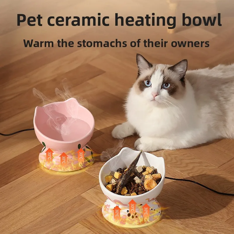 Cuenco de cerámica con calefacción inteligente para perros, cuenco de comida para perros y gatos con temperatura constante en tiempo Real, dispensador de agua, productos para mascotas