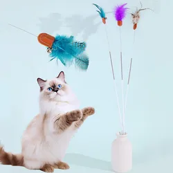 Varita interactiva con plumas para gatos – Juguete estimulante con campana