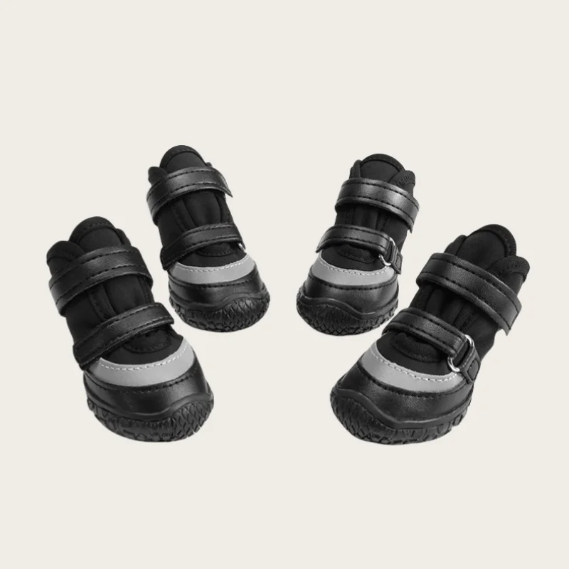 Botines de invierno para cachorros para perros pequeños, botas ajustables con Velcro para mascotas, protectores de patas con suela antideslizante, impermeables, paquete de 4 zapatos para perros - imagen 2