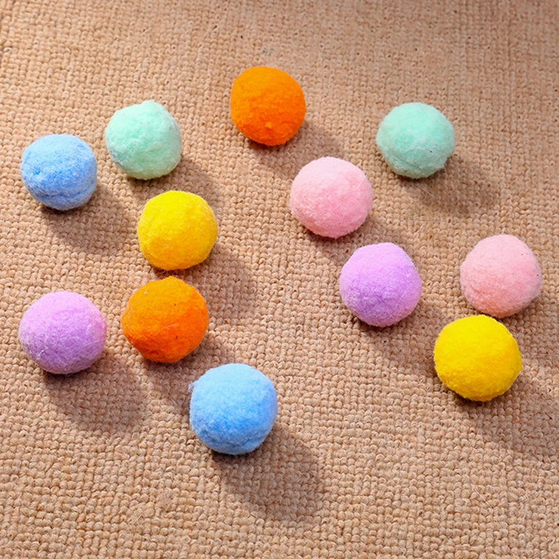Pelota de felpa elástica para gatos, juguete interactivo colorido creativo de 3,5 CM, 12 unids/caja - imagen 5