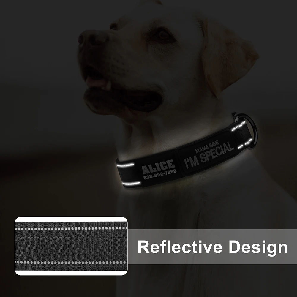 Collar táctico personalizado para perro, Collar militar de nailon para perro, reflectante, antipérdida, estampado gratuito, nombre para entrenamiento de perros y caza - imagen 5