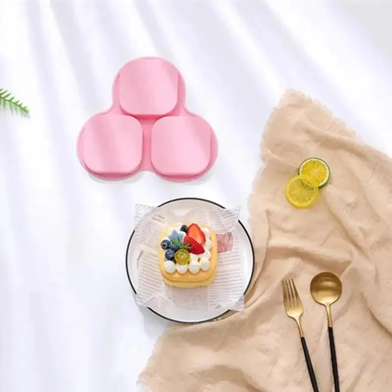 Utensilios cuadrados de silicona para hornear, molde cuadrado antiadherente de 3 cavidades para pasteles, herramientas para hornear, molde para Fondants, postres, cocinar, chocolates, hornear - imagen 3