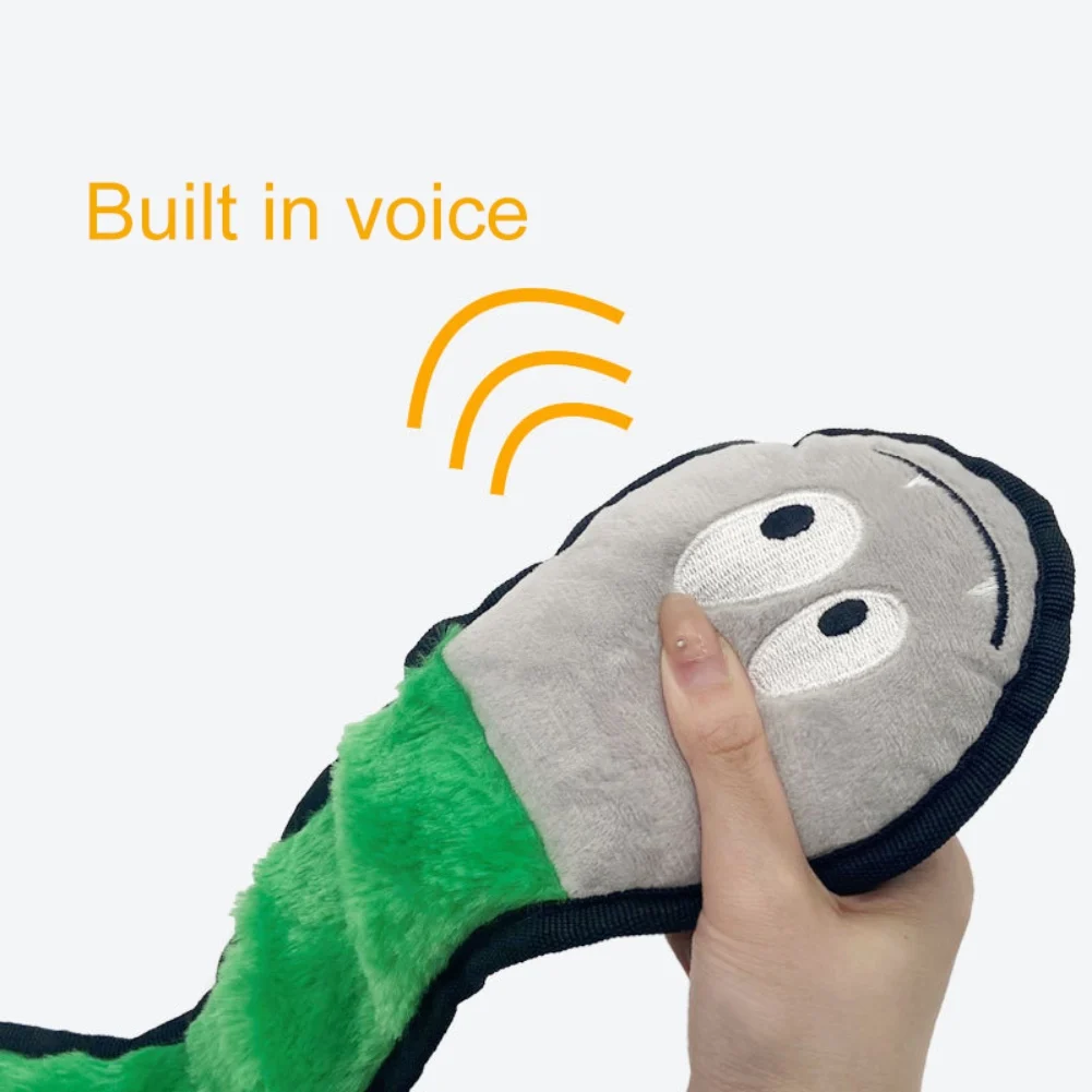 Juguetes chirriantes de felpa para perros pequeños y grandes, juguetes interactivos con forma de serpiente, Animal verde, accesorios para mascotas - imagen 3