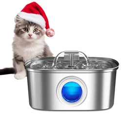 Fuente de agua automática para gatos de 3,2l/108oz, alimentador de agua cuadrado de doble salida de acero inoxidable para mascotas, dispensador de agua silencioso para perros y gatos