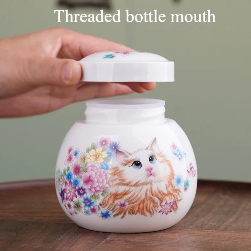 Urna para cenizas de cerámica para gatos, recuerdo de cremación, urnas conmemorativas aprobadas para cenizas de mascotas, tarro sellado, memoria funeraria, urna para mascotas, recuerdo decenido - imagen 2