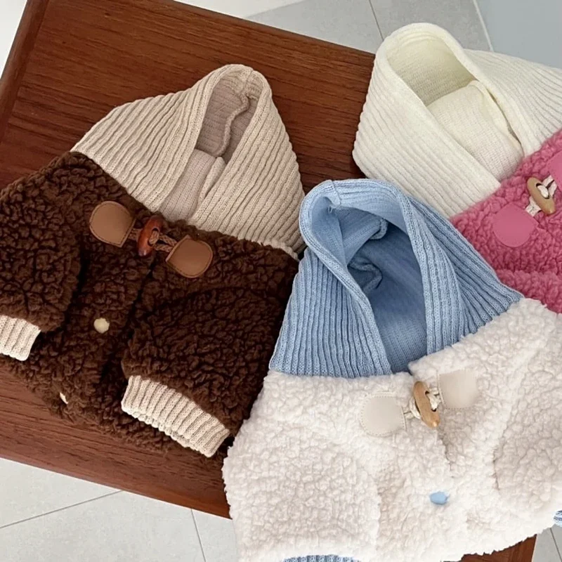 Ropa gruesa de invierno para perros, chaquetas de peluche, chalecos cálidos con capucha, chalecos de Bichon, camisa con botones abiertos, abrigo informal de algodón para cachorros y perros pequeños