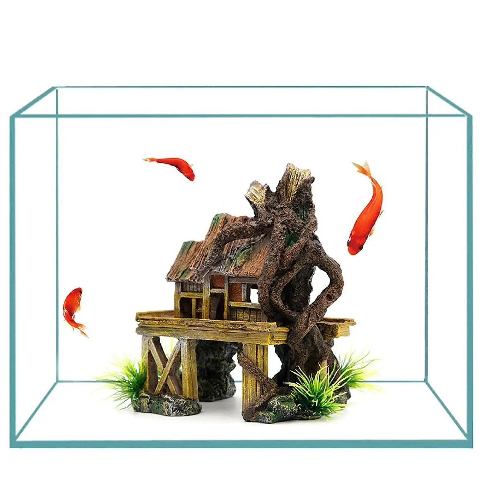 Fish Tank Decoration Artificial Fish Reptile House Turtle Shelter Resin Castle Decorations for Climbing Hiding Snails Turtle